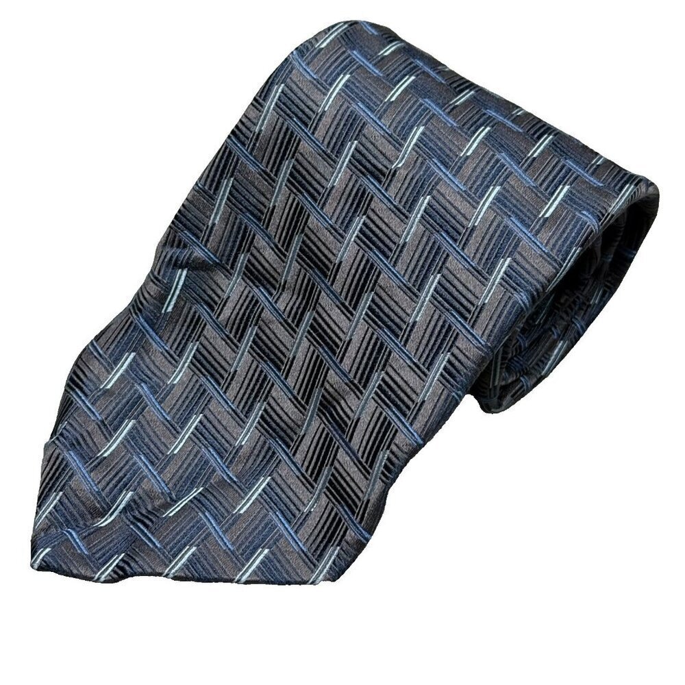 Altea Milano Tie 100% Silk Made in Italy Geometric Woven 4"